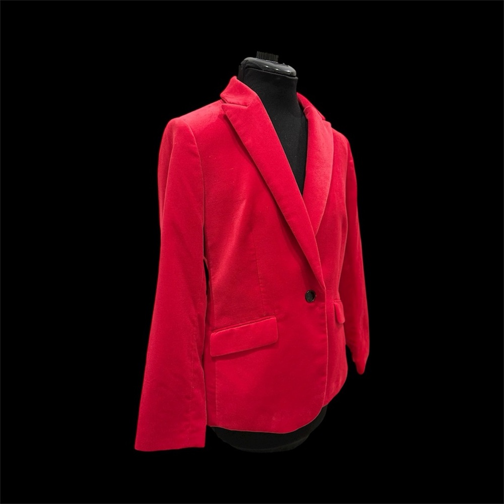 Talbots Vibrant Red Velvet Jacket Size 10P